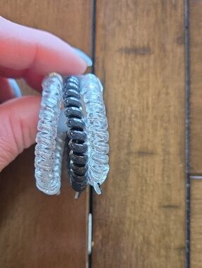Teleties Set of 3 Small Hair Ties - Clear & Black